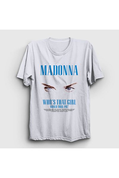 Presmono Unisex White Tour Who's That Girl T-Shirt Madonna 545440tt