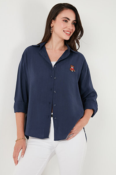 Lela Сорочка з бавовняною сумішшю, регулярного крою, з вишивкою ведмедика СОРОЧКА 6773106