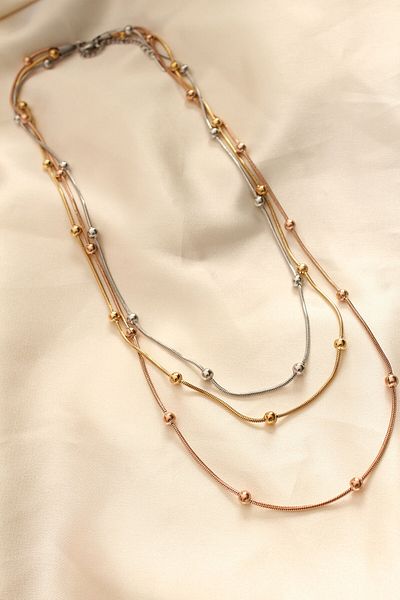 Skygo 316L Steel Mixed Color Heel Design Multiple Necklace - TJ-BKO6242