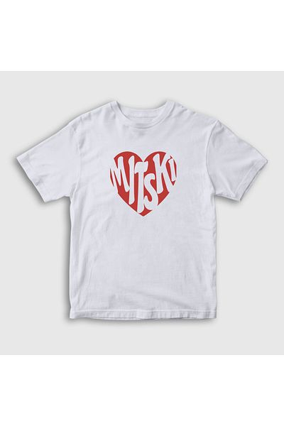 Presmono Tricou unisex alb I Love Heart Mitski pentru copii 543197tt