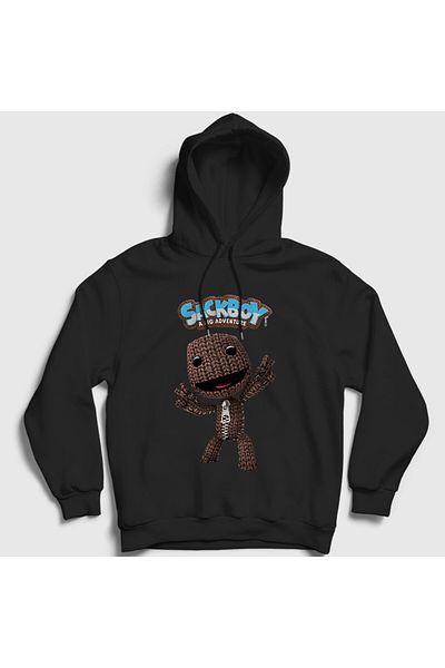 Presmono Unisex Μαύρο σημάδι Sackboy A Big Adventure Φούτερ με κουκούλα 545010tt