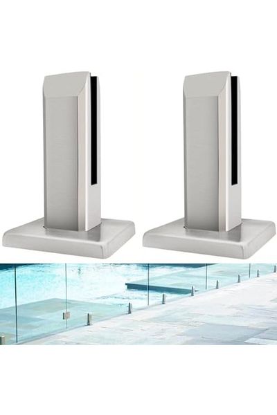 Generic LukLoy Pack of 2 Brush 304 Stainless Steel Glass Railing Spigots, Glass Pool Fence Clamp Brackets (9