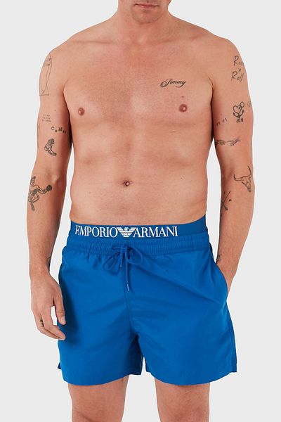 Emporio Armani Με λογότυπο Regular Fit Κανονική μέση με τσέπη Μαγιό Κοντό Ανδρικό MAYO SHORT EM000686 AF12329 UB05