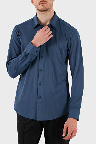 BOSS Logolu Streç Reagular Fit Düz Yaka Gömlek Erkek GÖMLEK 50533570 425