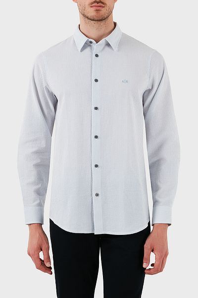 Armani Exchange Cămașă cu mânecă lungă, 100% bumbac, cu croiala normală, cămașă pentru bărbați XM000429 AF13141 MB004