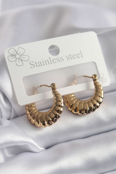Skygo 316L Steel Gold Color Embroidery Detail Women's Earrings - TJ-BKP8300