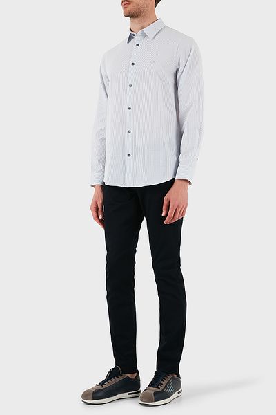Armani Exchange Cămașă cu mânecă lungă, 100% bumbac, cu croiala normală, cămașă pentru bărbați XM000429 AF13141 MB004