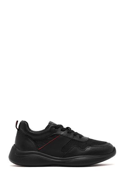 Derimod Men's Black Lace-Up Thick Soled Leather Casual Sneaker 25Sfd756314