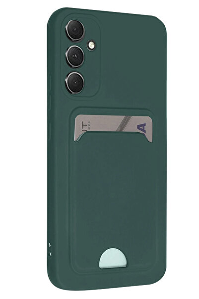 NewFace حافظة سامسونج جالاكسي A16 5G من السيليكون مع بطاقة عمل كلفن - أخضر دا...