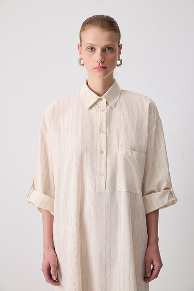 Touché Privé Striped Oversize Linen Dress