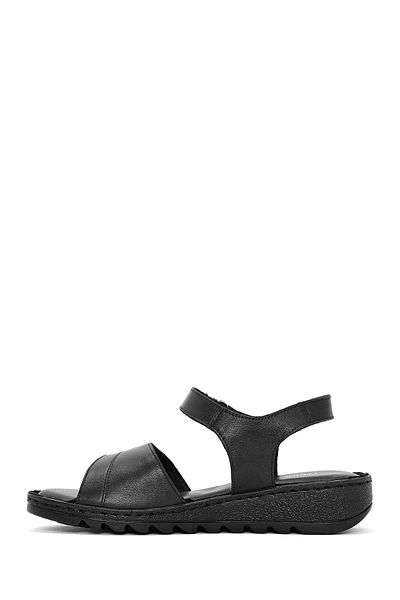 Derimod Women's Black Ankle Strap Comfort Leather Sandals 25Sfd410418