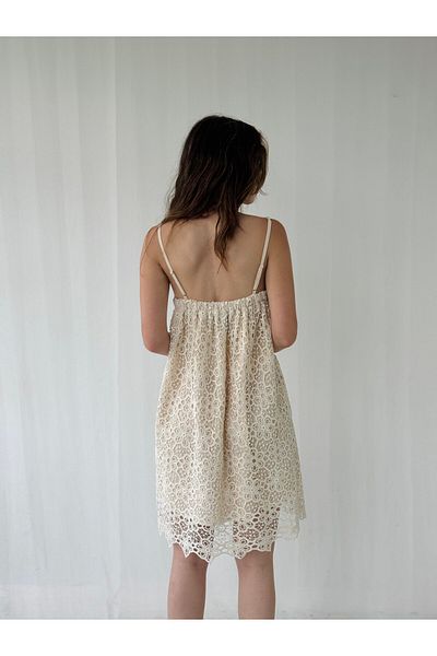 Retrobird Design June Lace Strap Mini Dress Women Cream