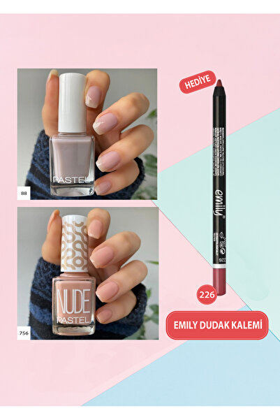 Pastel Oje No; 88 & 756 Emıly Dudak Kalemi Hediyeli Set