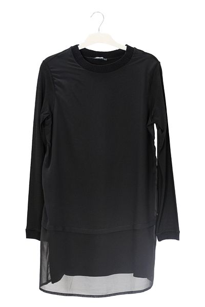 qmash Chiffon Front, Combed Cotton Back, Long Sleeve Tunic