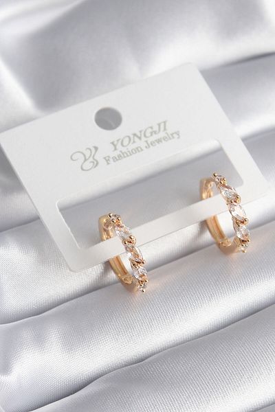 Skygo Brass Gold Color Barley Zircon Stone Hoop Model Women's Earrings - TJ-BKP8344