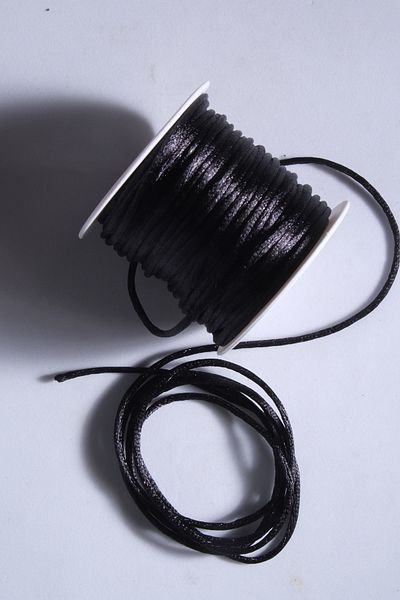 Eskişehir hobi sanat 20 μέτρα Μαύρο Χρώμα 2 mm Πάχος Σχοινί Παντεσπάνι Προσκέφαλο Σατέν Σχοινί Κολιέ Κοσμήματα Σχέδιο Βραχιόλι Σχοινί