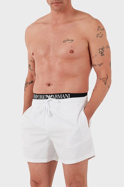Emporio Armani Με λογότυπο Regular Fit Κανονική μέση με τσέπη Μαγιό Κοντό Ανδρικό MAYO SHORT EM000686 AF12329 U000