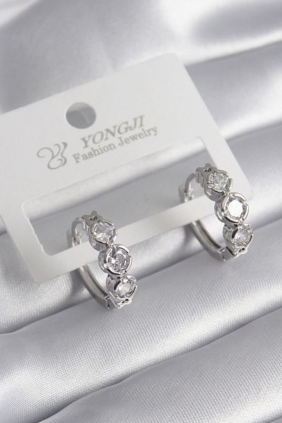 Skygo Brass Gold Color Zircon Stone Heart Detail Women's Earrings - TJ-BKP8357