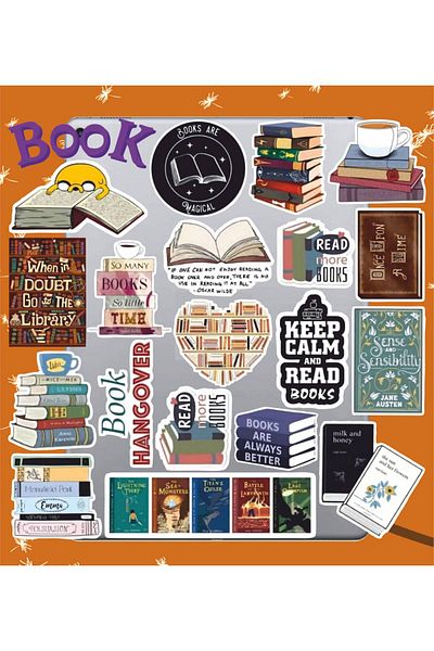 hediyenebak Reading Books Series 2 Sticker Set |   Laptop Agenda Pc Tablet Phone Notebook Sticker Bullet Journal