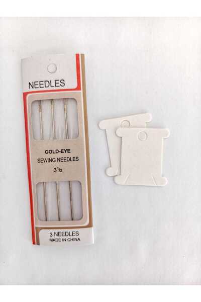 Eskişehir hobi sanat إبرة لحاف إبرة خياطة سميكة و2 قطعة بطاقات لف الخيط 1.1 مم × سم 8.2 سم