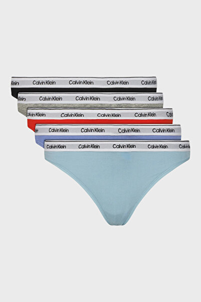Calvin Klein Logolu Elastik Bel Bantlı Pamuklu 5 Pack Külot 000QD5221EW9V KÜLOT 000QD5221E W9V