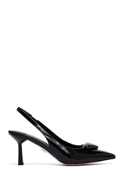 Derimod Women's Black Open Back Thin Heeled Leather Shoes 25SFD494122