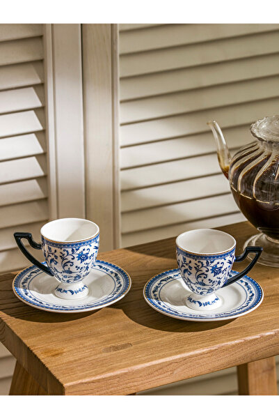 LC Waikiki LCW HOME Mavi Baskılı 2 Kişilik Porselen Kahve Fincan Takımı 90 ml