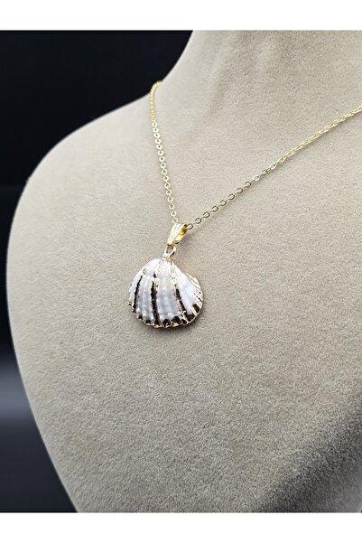 NBS Beautiful Naturel Stones Seashell Handcrafted Necklace (Plated Chain) Women Trend Necklace Design