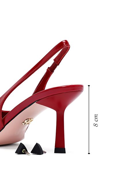 Derimod Women's Red Open Back Thin Heeled Leather Shoes 25SFD494122