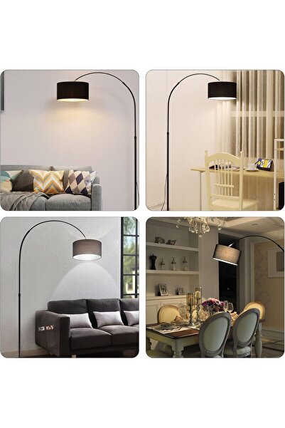 1st مصباح أرضي مقوس بارتفاع قابل للتعديل وغطاء قماش