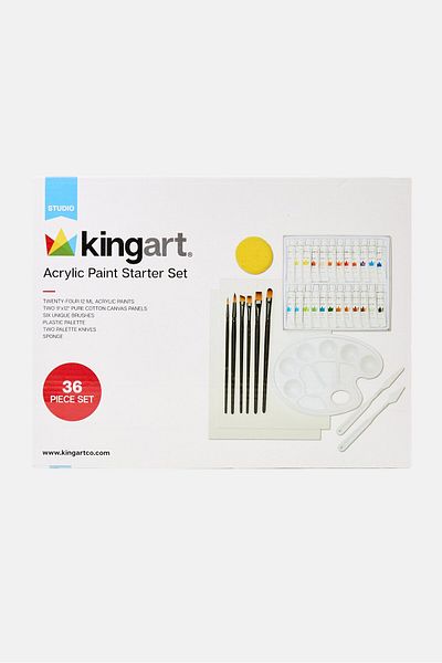 Kingart 36 Pcs Acrylic Paint Starter Set