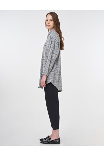 Kayra Soyut Desen Basic Tunik Gri