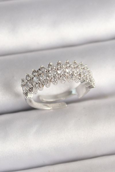 Skygo Brass Silver Color Zircon Stone Adjustable Women's Ring - Tj-Byk3688