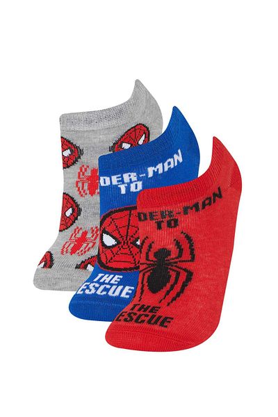 DeFacto Комплект от 3 памучни чорапи до глезена за момчета Marvel Spiderman E5161a8ns