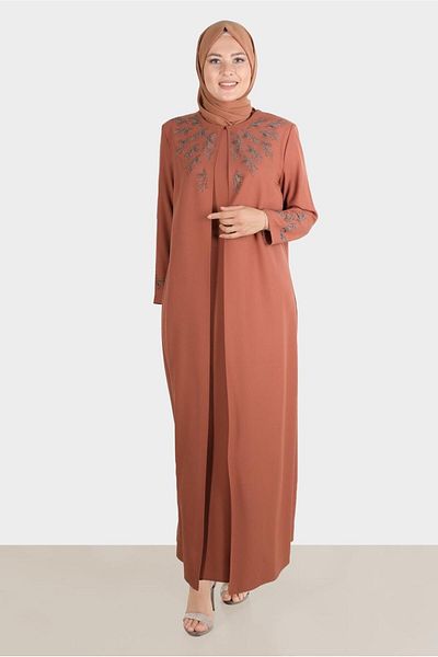 Alvina Crepe Dress - Stone Detailed, Model 20225