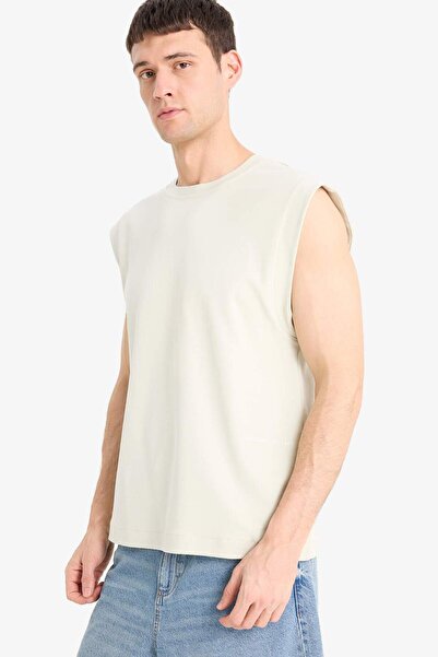 DeFacto 100% Baumwolle Boxy Fit Crew Neck Bedrucktes Unterhemd C5040ax25hs