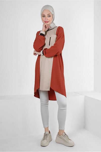 Alvina Two-Color Tunic with Elastic Cuffs 43914