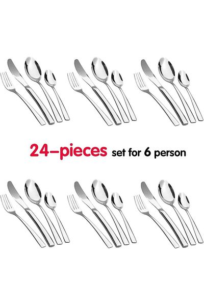 COOYA 24 Pcs Stainless Steel Silverware Set,mirror Smooth Edge,for Everyday Dining,dishwasher Safe