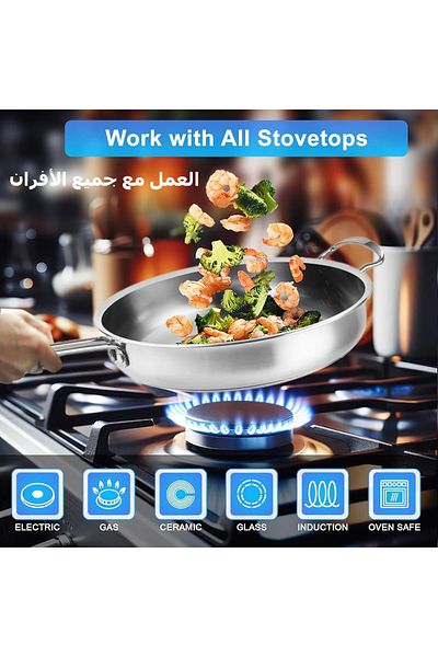 COOYA 6 Piece Stainless Steel Kitchen Cookware Set, With Glass Lid, Pot and Pan, Durable, for Cooking