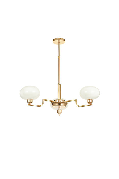 Avizemoda Vanna 3 lü Beyaz Camlı Salon Oturma Odası Modern Sarkıt Avize - (Go...