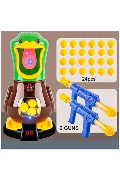 Yelajoy Shooting Toy Set with 24 Foam Balls, Duck Score Race Game, Number Display, Suitable for Ages 3+