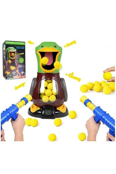 Yelajoy Shooting Toy Set with 24 Foam Balls, Duck Score Race Game, Number Display, Suitable for Ages 3+