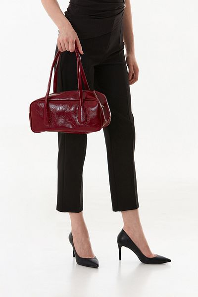 Fulla Moda Zippered Patent Leather Handbag