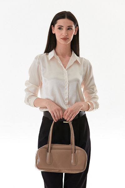 Fulla Moda Zippered Patent Leather Handbag