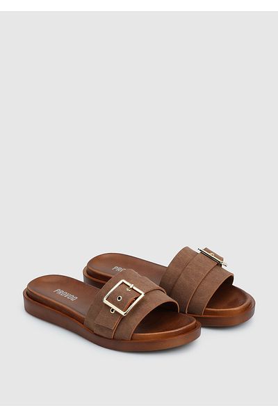 Provoq Mules - Brown - Flat