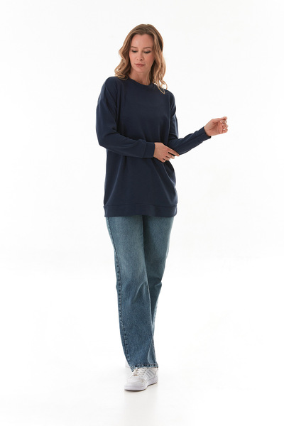 Fulla Moda Basic Bisiklet Yaka Modal Tunik