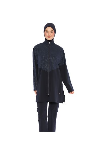 InStyle Closed Full Zipper Dark Navy Blue Hijab Swimsuit 6269A