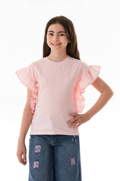 Fulla Moda Ribbed Girl's Body with Ruffles on the Sides