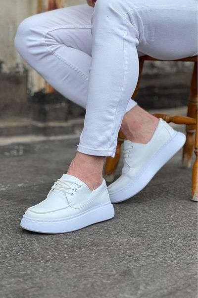 Wagoon Wg508 White Skin Orthopedic Sole Men's Casual Shoes