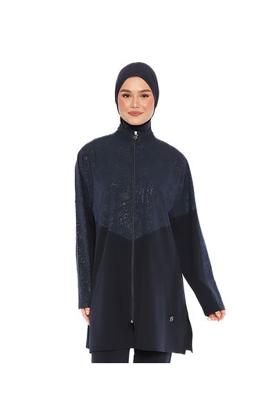 InStyle Closed Full Zipper Dark Navy Blue Hijab Swimsuit 6269A